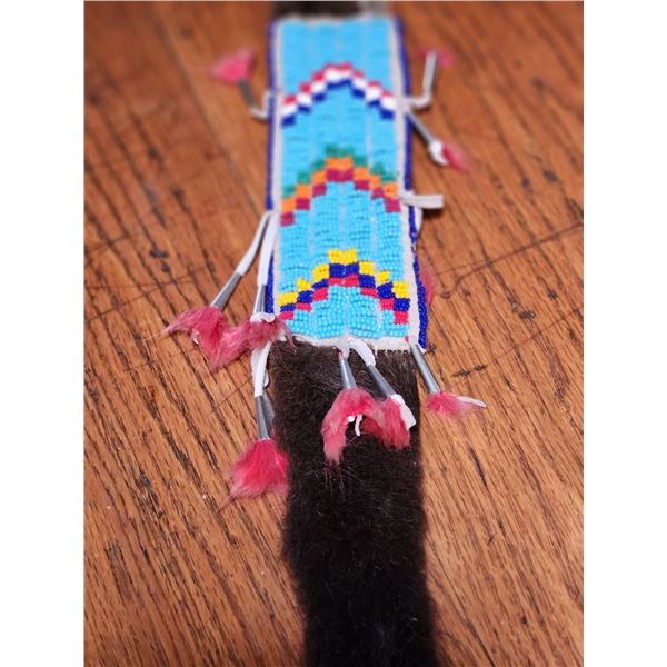 Crow Beaded Scalp Loop (front side)