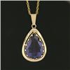 Image 6 : Vintage 14K Gold Alexandrite Large Teardrop Open Polished Frame Pendant Necklace