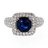 Image 5 : 18K White Gold 3.93 ctw GIA No Heat Cushion Sapphire Diamond Halo Engagement Rin