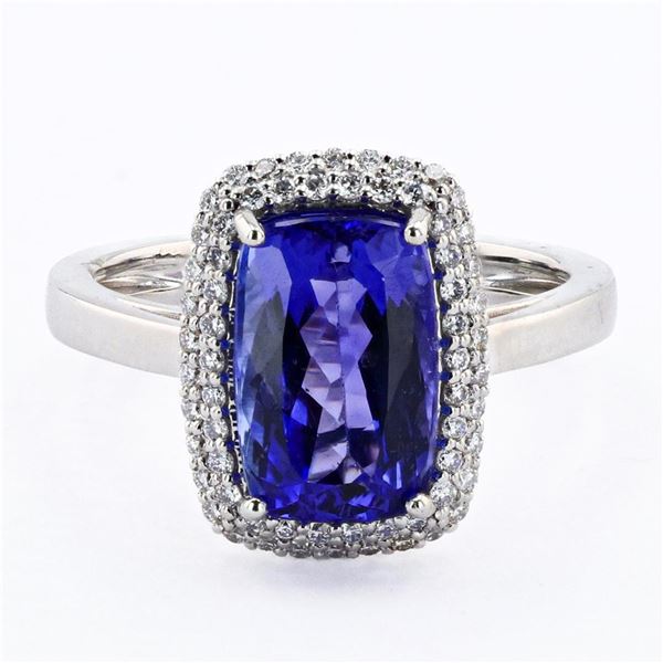 3.65 ctw Tanzanite and 0.33 ctw Diamond Platinum Ring
