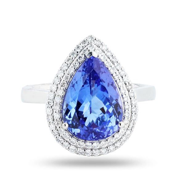 4.58 ctw Tanzanite and 0.36 ctw Diamond Platinum Ring