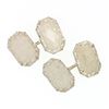 Image 1 : Antique Art Deco 14k White Gold Hand Etched & Engraved Rectangular Cufflinks