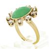 Image 9 : Vintage 14k Gold Oval Cabochon Jade & 1.1 ctw European Diamond Halo Cocktail Rin
