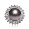 Image 1 : 12.0mm Tahitian Cultured Pearl and 1.37 ctw Diamond 14K White Gold Ring