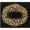 Image 2 : Vintage 14k Yellow Gold LARGE Filigree Open Frame Smokey Topaz Brooch Pendant