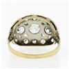 Image 7 : Antique Edwardian 14k TT Gold 1.56 ctw European Diamond Wide Domed Cocktail Ring