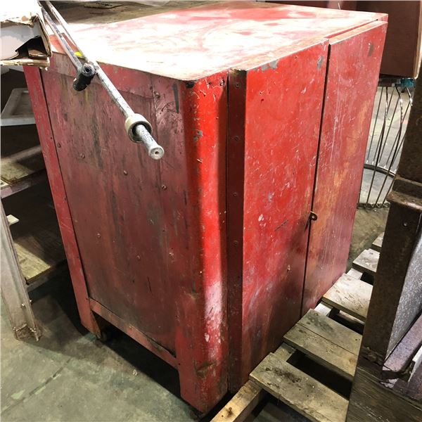 Industrial metal storage cabinet (approx. 27 1/2in W 32in H 19in D)