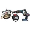 Image 1 : Group of assorted Bosch cordless tools includes - saws, flashlight, battery charger, etc...