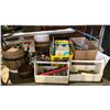 Image 1 : Large group of assorted tools & misc includes - wooden tool boxes full of tools, painting equipment,