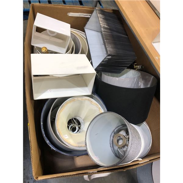 Large box of various lamp shades