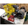 Image 2 : Group of misc tools including - Milwaukee charger, Ryobi drill, 6" bench grinder model - KC-680L, et