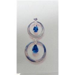 Sapphire Pendant and Chain, 14 K yellow gold- sapphire are pear, faceted, approx. 1.25 carats, semi-