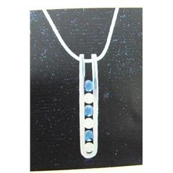 Sapphire and Diamond Pendant and Chain, 14 K white gold- sapphires are round, faceted, approx. 0.18 