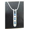 Image 1 : Sapphire and Diamond Pendant and Chain, 14 K white gold- sapphires are round, faceted, approx. 0.18 