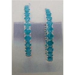 Emerald Hoop Earrings, 14 K yellow gold- emeralds are round, faceted, approx. 5.30 carats, transpare