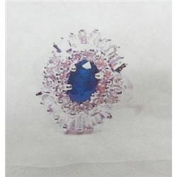 Sapphire and Diamond Lady's Ring, 14 K yellow gold- sapphire is oval, faceted, approx. 0.50 carats, 