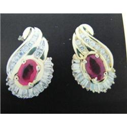 Ruby and Diamond Earrings, 14 K yellow gold- rubies are oval, faceted, approx. 1.00 carats, transpar