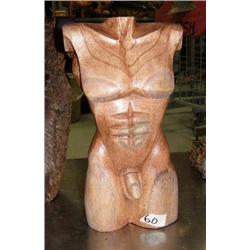 Wood Nude male torso 13.5"(4)