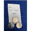 Image 1 : Lot of 3 - 1962 5 Cent  Canadian Coins