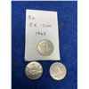 Image 2 : Lot of 3 - 1962 5 Cent  Canadian Coins