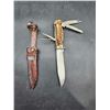 Image 2 : Decora-Solingen - Germany Made D.B.G.M - Carved Handle Hunting Knife with Swiss Army Style Handle Ac