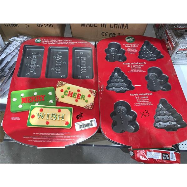 Wilson 6-Cavity Holiday Words Cookie Pan AND Wilson 6 Cavity Mini Cake Pan Lot of 3