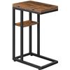 Image 1 : HOOBRO Foldable End Table, C Shaped Side Table with Storage Shelf, Small Snack Table