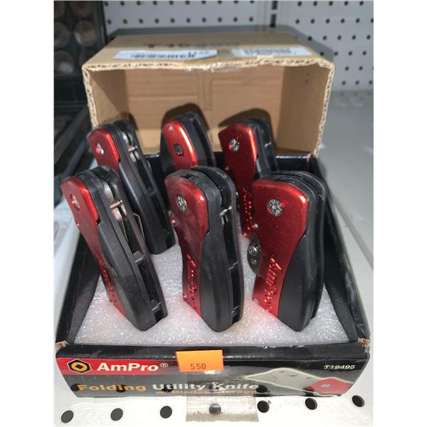 AmPro Folding Utility Knife With Blades Storage x's 6