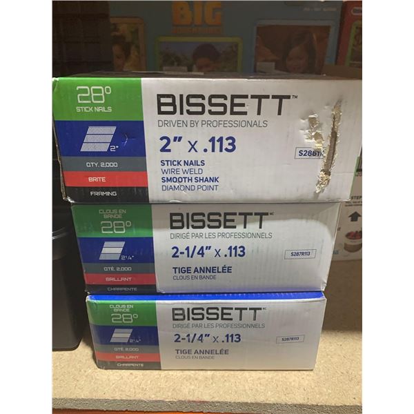 Bissett 2  x .133 28° Stick Nails Wire Weld Bright Framing 2000x3