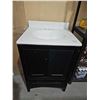 Image 1 : Brown Bathroom Vanity with  White Counter Top & Sink , Storage Cupboard and 1 Drawer 25x22x36"