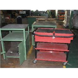 PORTABLE TOOL CHEST & 2 X STEEL BENCHES