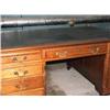 Image 1 : DIRECTORS OAK PEDESTAL DESK WITH BLUE LEATHER INLAY