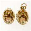 Image 7 : Large 14K Yellow Gold Oval Angel Skin Coral Fluted Grooved Ribbed Omega Earrings