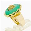 Image 8 : Vintage 18K Gold Braided Twisted Wire Frame Circle Platter Cocktail Jade Ring