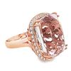 Image 2 : 42.60 ctw Kunzite and 0.76 ctw Diamond Ring - 14KT Rose Gold