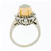 Image 8 : Estate FINE 14K Gold 3.81 ctw Cabochon Opal Round Baguette Diamond Cocktail Ring