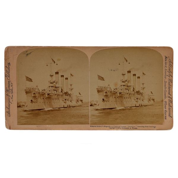 A STEREOGRAPH OF COMMODORE SCHLEY'S FLAGSHIP 'USS BROOKLYN', CA. 1898