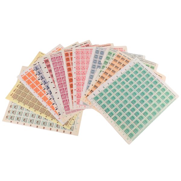 A GROUP OF 12 SHEETS OF GERMAN THIRD REICH STAMPS, 1930S