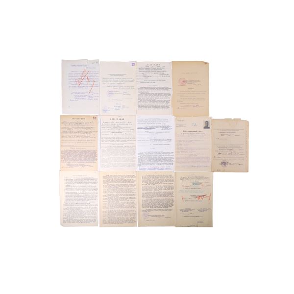 A RARE GROUP OF 10 SOVIET COMMANDER SIGNED DOCUMENTS, 1939-1987
