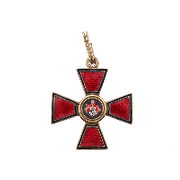 A RUSSIAN GILT-BRONZE ORDER OF ST. VLADIMIR, 4TH CLASS