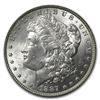Image 2 : 1887 Morgan Silver Dollar - Rare Stage Coach Label PCGS (Brilliant Uncirculated)
