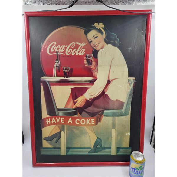 Vintage Coca Cola Advertisement Framed Tin Sign