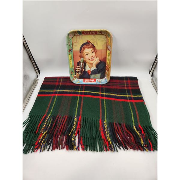 Plaid Blanket And Vintage Coca-Cola Advertisement Tray