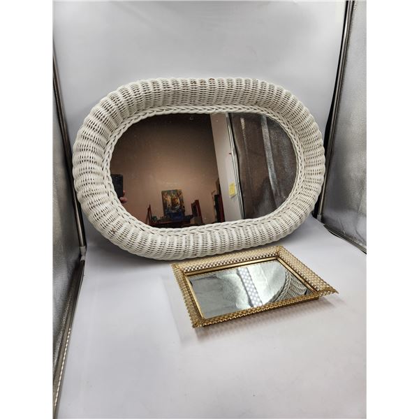 Vintage White Oval & Small Square Mirror
