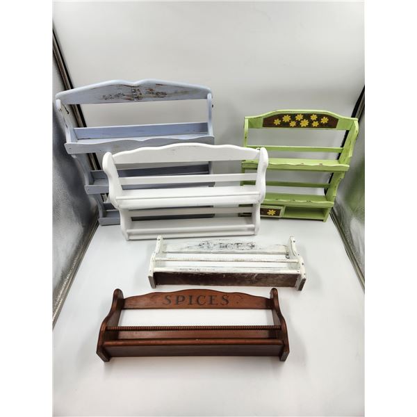 Vintage Wooden Spice Rack Lot