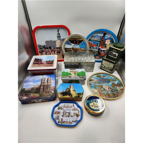 Vintage Geography Metal Trays & Tin Lot