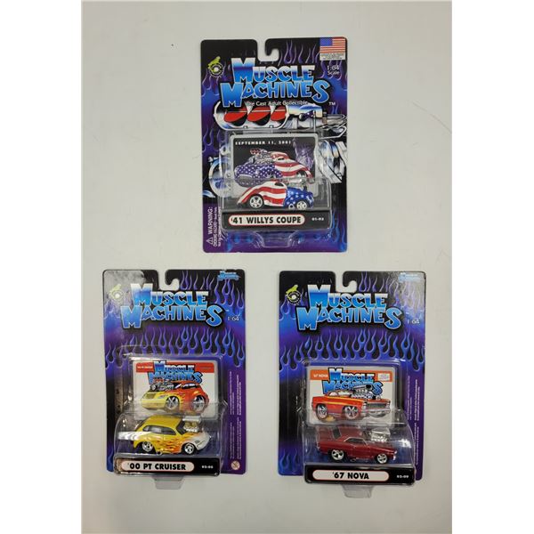 3 Sealed Diecast Muscle Machines Cars