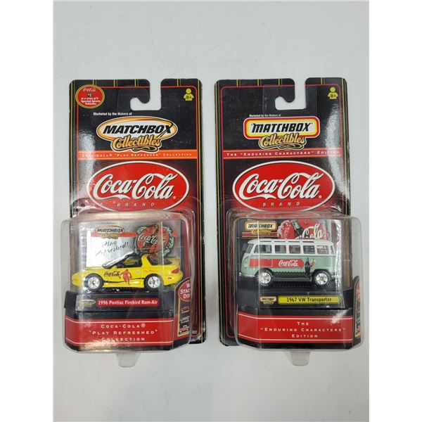 2 Sealed Matchbox Diecast Coca Cola Bus & Firebird