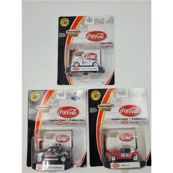 3 Sealed Matchbox Diecast Coca Cola Cars