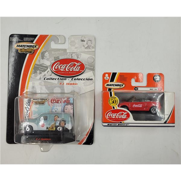 2 Sealed Matchbox Coca Cola diecast Holden & Convertible